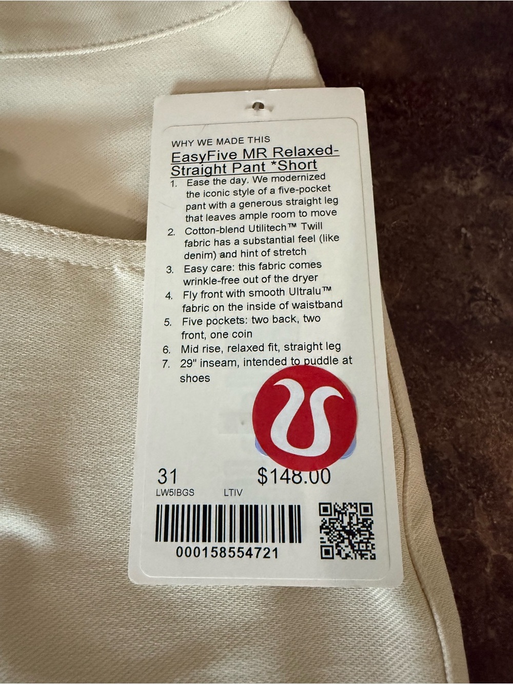 lululemon athletica Straight Leg Pants in Cream - Picture 3 of 4